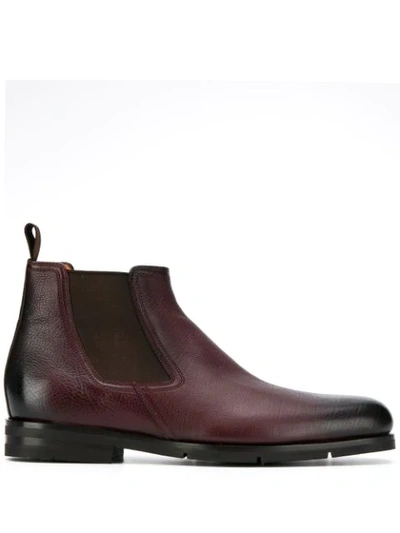 Santoni Ankle Chelsea Boots In Red