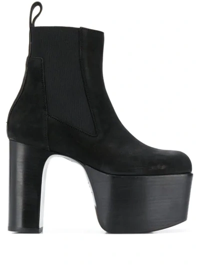 Rick Owens Platform Leather Chelsea Boots In Black