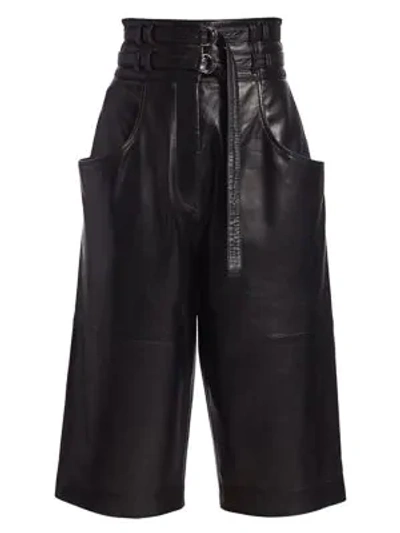 Proenza Schouler Leather High-waist Belted Shorts In Black