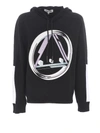 MCQ BY ALEXANDER MCQUEEN LOGO PRINT HOODIE WITH CONTRASTING BANDS