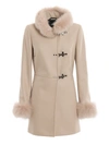 FAY WOOL AND CASHMERE FUR DETAILED COAT