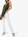 Jacquemus Bijoux Beaded Halterneck Chiffon Top In Green