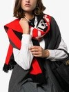 BURBERRY BURBERRY RED AND BLACK LOGO KNIT FOOTBALL SCARF,802178814450088