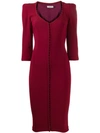Murmur Front Hook Fitted Dress In Red