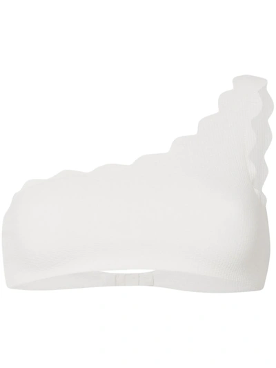 Marysia Santa Barbara Scalloped One-shoulder Bikini Top In Coconut