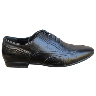 Pre-owned Gucci Leather Derbies In Black