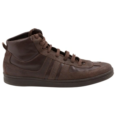 Pre-owned Givenchy Leather High Trainers In Brown