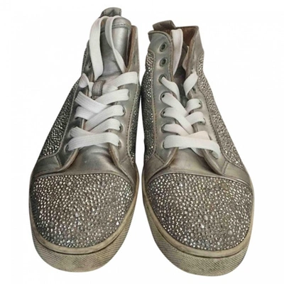 Pre-owned Christian Louboutin Leather High Trainers In Grey