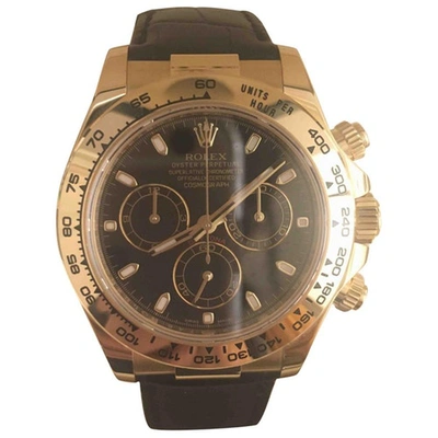 Pre-owned Rolex Daytona Black Yellow Gold Watches
