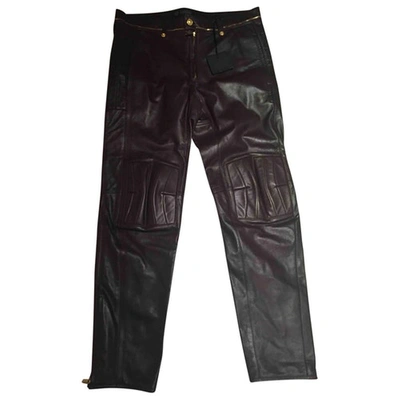 Pre-owned Versace Brown Leather Trousers