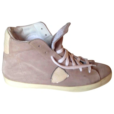 Pre-owned Philippe Model High Trainers In Beige