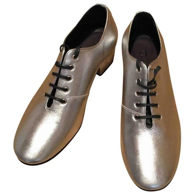 Pre-owned Dior Silver Leather Lace Ups