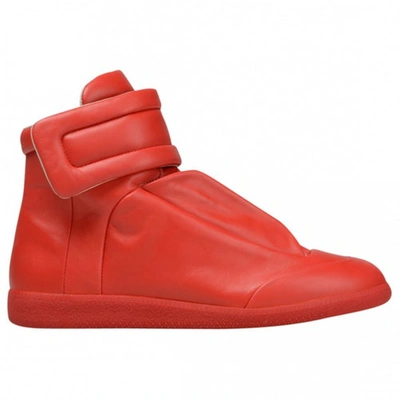 Pre-owned Maison Margiela Red Leather Trainers