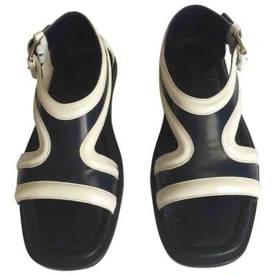Pre-owned Prada Leather Sandals In Navy