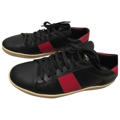 Pre-owned Saint Laurent Leather Low Trainers In Black