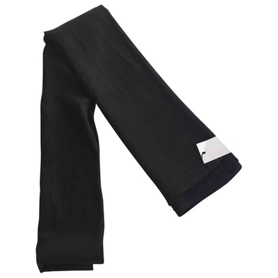Pre-owned Dior Linen Scarf & Pocket Square In Black