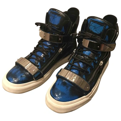 Pre-owned Giuseppe Zanotti Blue Leather Trainers