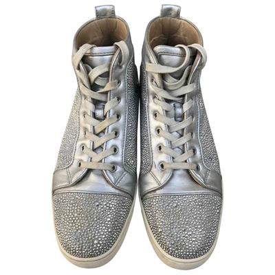 Pre-owned Christian Louboutin Leather High Trainers In Silver