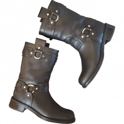 Pre-owned Christian Louboutin Black Leather Boots