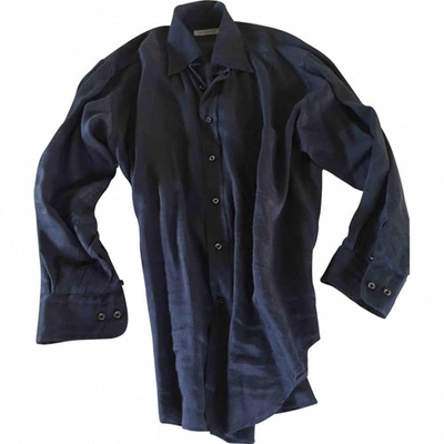 Pre-owned Trussardi Linen Shirt In Blue