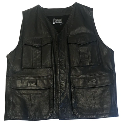 Pre-owned Versus Leather Vest In Black