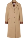 BURBERRY LEATHER-TRIMMED COAT