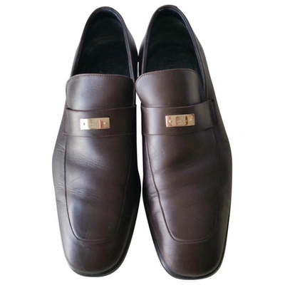 Pre-owned Gucci Leather Flats In Brown