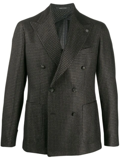 Tagliatore Houndstooth Double-breasted Blazer In Black