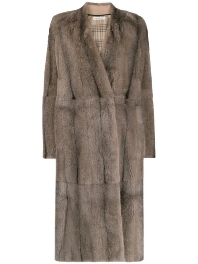 Boon The Shop Oversized Collarless Coat In Neutrals