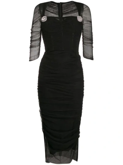 Dolce & Gabbana Tulle Midi Dress In Black
