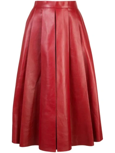 Alexander Mcqueen Pleated A-line Skirt In Red
