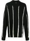 ANN DEMEULEMEESTER STRIPED FUZZY KNIT JUMPER