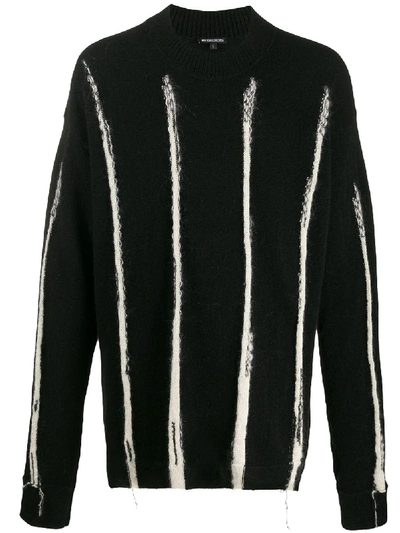 Ann Demeulemeester Striped Intarsia Knit Jumper In Black