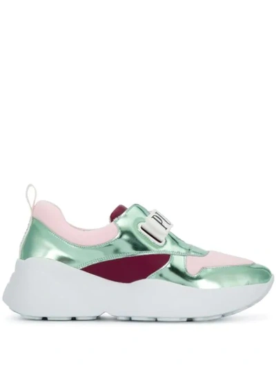 Emilio Pucci Touch Strap Logo Trainers In Green
