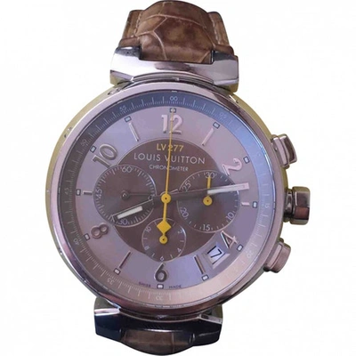 Pre-owned Louis Vuitton Tambour Chronographe Watch In Beige