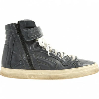 Pre-owned Pierre Hardy Leather High Trainers In Grey