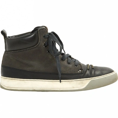 Pre-owned Lanvin Leather High Trainers In Black