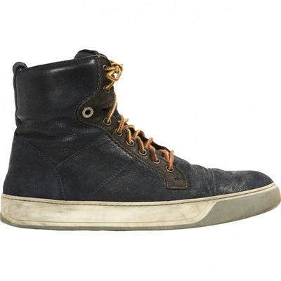 Pre-owned Lanvin High Trainers In Navy