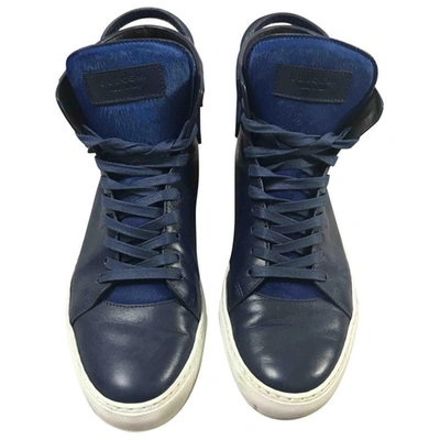 Pre-owned Buscemi Leather High Trainers In Blue