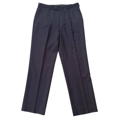 Pre-owned Balmain Wool Trousers In Blue