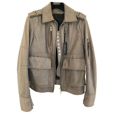 Pre-owned Balmain Grey Leather Jackets