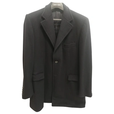 Pre-owned Prada Cashmere Coat In Navy