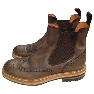 Pre-owned Santoni Leather Boots In Brown