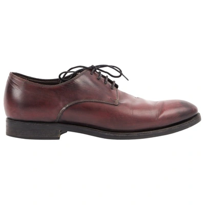 Pre-owned Canali Leather Lace Ups In Burgundy