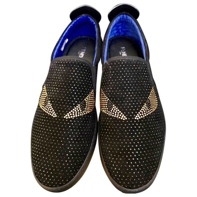 Pre-owned Fendi Leather Low Trainers In Black