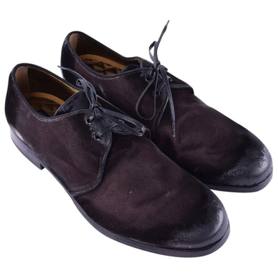Pre-owned Dolce & Gabbana Velvet Lace Ups In Brown