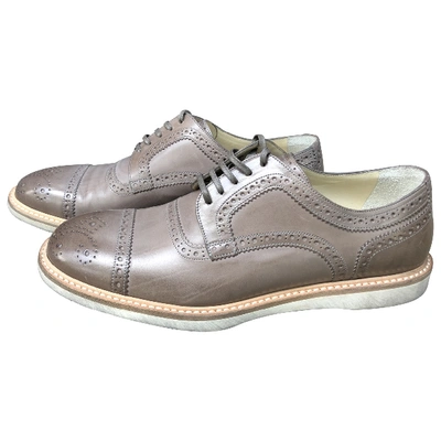 Pre-owned Dolce & Gabbana Leather Lace Ups In Grey