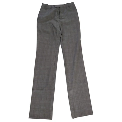 Pre-owned Calvin Klein Wool Trousers In Blue