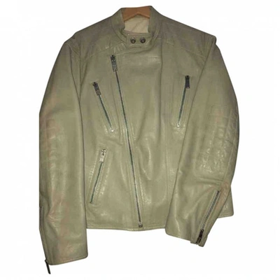 Pre-owned Louis Vuitton Leather Jacket In Beige