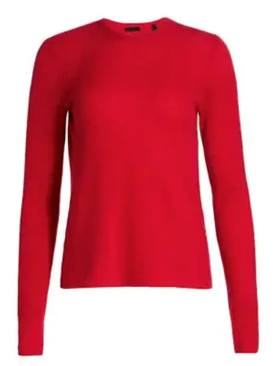 Atm Anthony Thomas Melillo Cashmere Long-sleeve Crewneck In Tango Red
